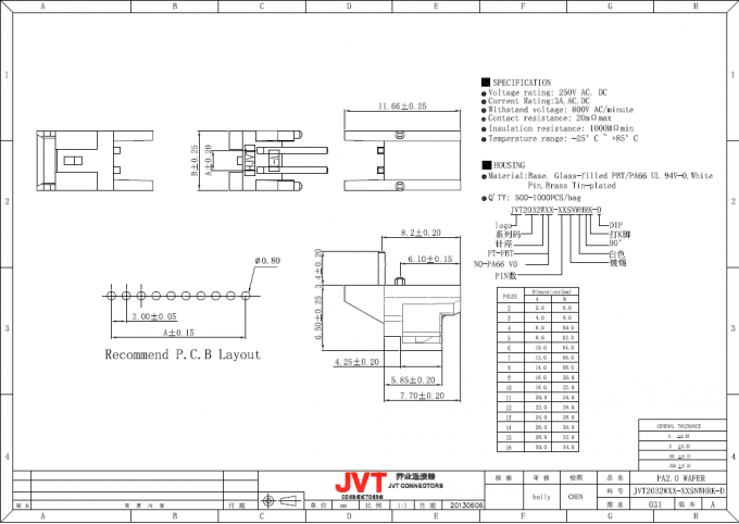 De JVT del alambre del PA 2.0m m serie para subir a los conectores del estilo de la encrespadura con el dispositivo de fijación seguro